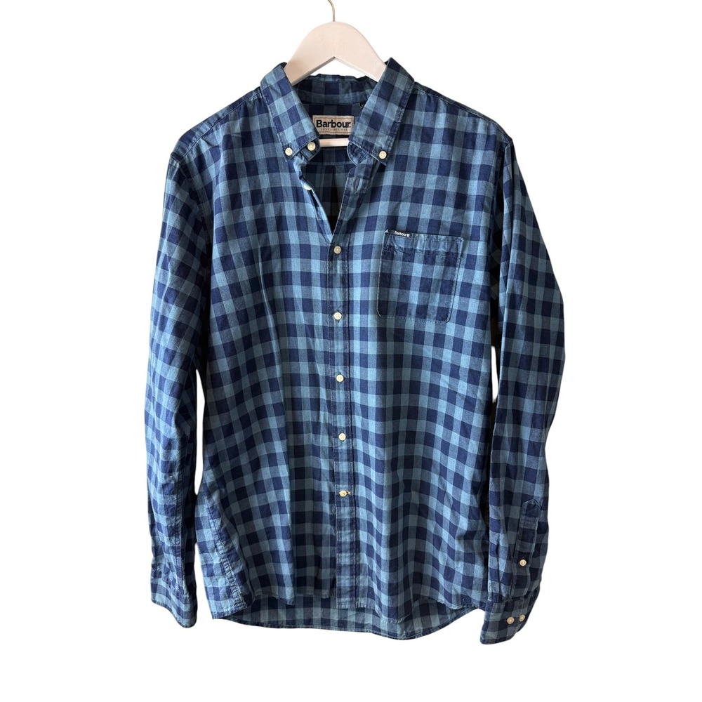 Barbour Owens Blue Buffalo Check Cotton Button Down Shirt MSH5111IN32 Mens M